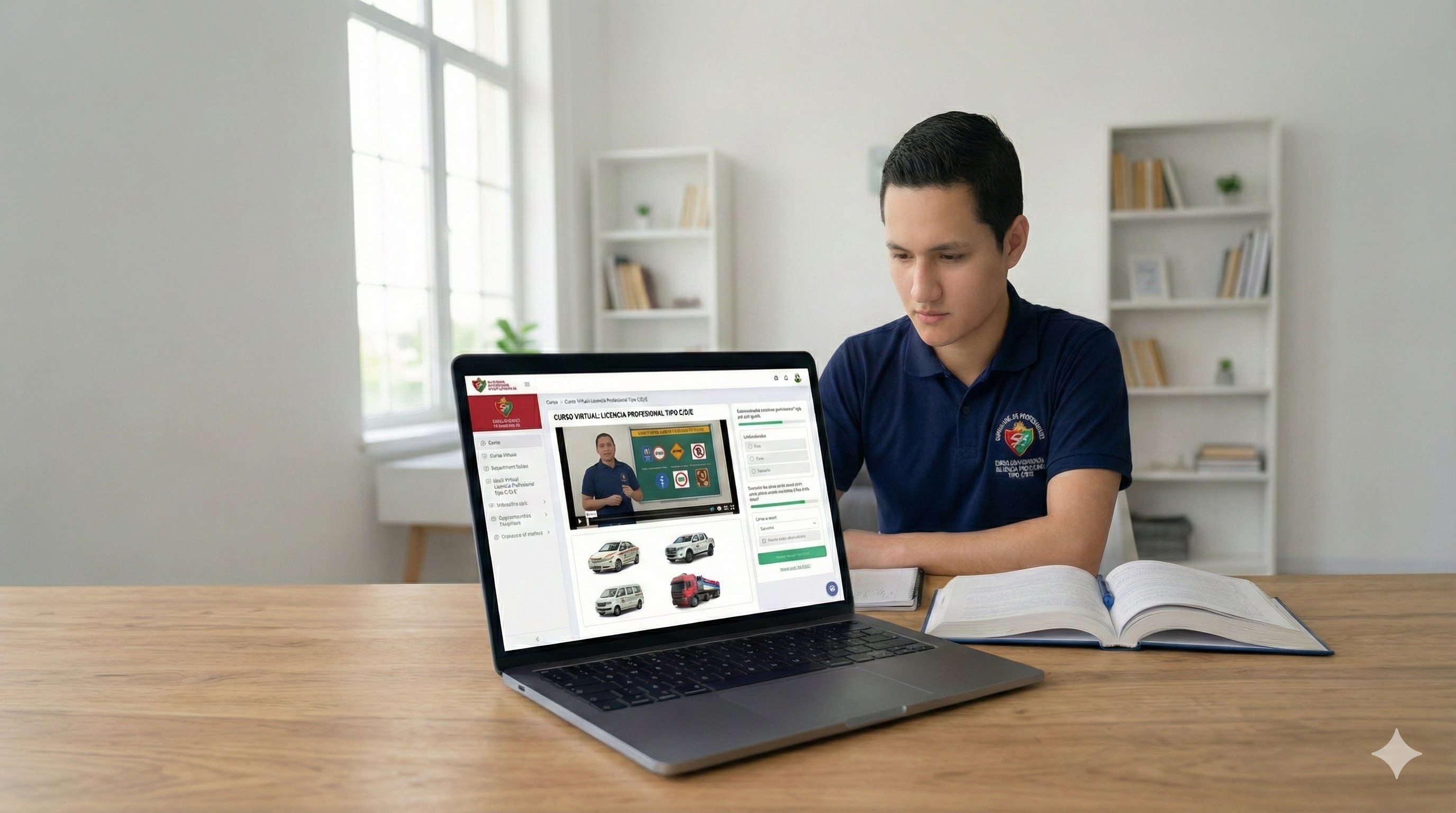 Estudiante usando aula virtual en dispositivo móvil